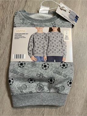 Lily & Dan Toddler Gray Soccer Pullover Sweatshirt